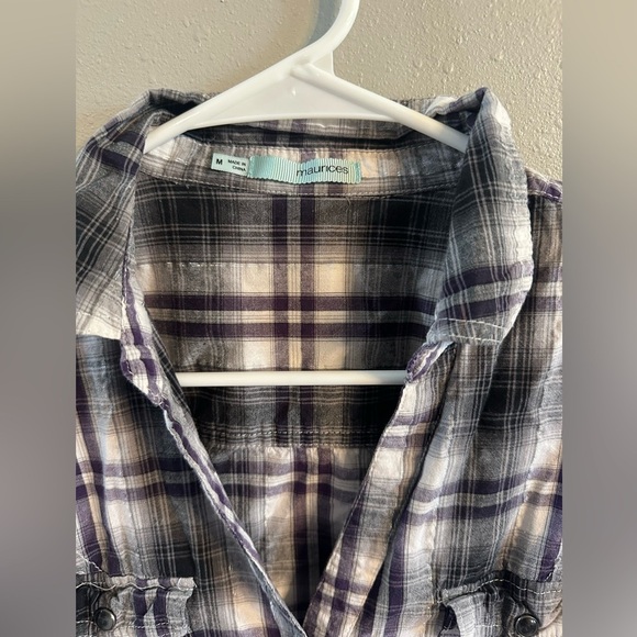 🔴Maurices Purple Plaid Button-Up Shirt - Picture 2 of 4